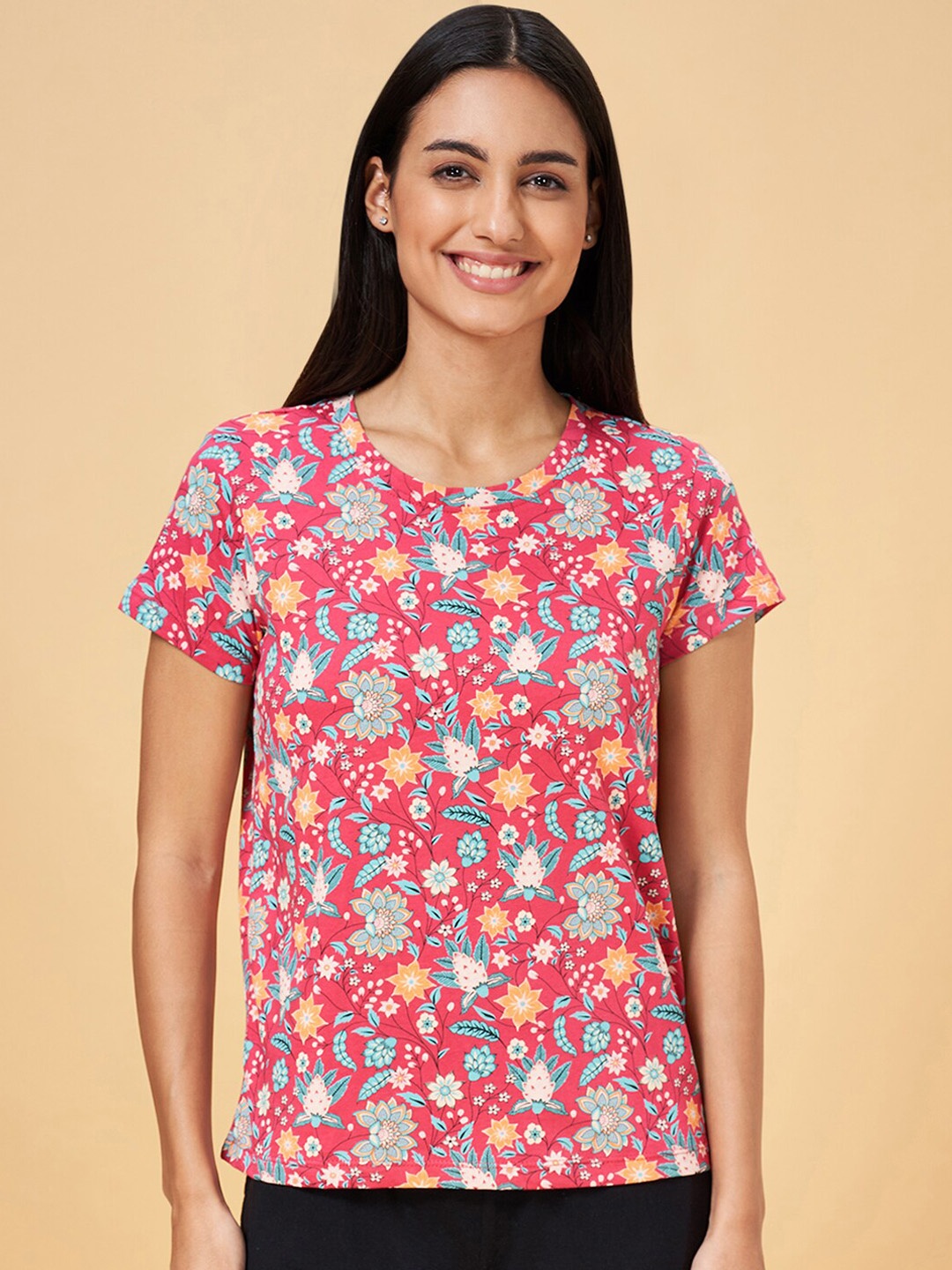 

Dreamz by Pantaloons Printed Cotton Lounge T-shirts, Red