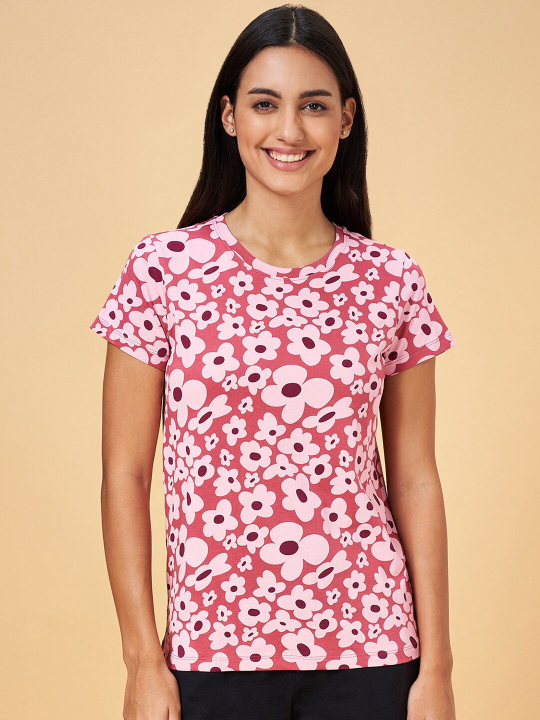 

Dreamz by Pantaloons Printed Cotton Lounge T-shirts, Pink