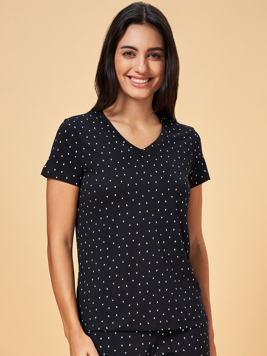

Dreamz by Pantaloons Printed Cotton Lounge T-shirts, Black