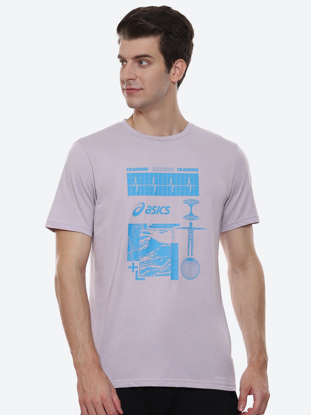 

ASICS Graphic 1 SS Printed Cotton Sports T-Shirt, Violet
