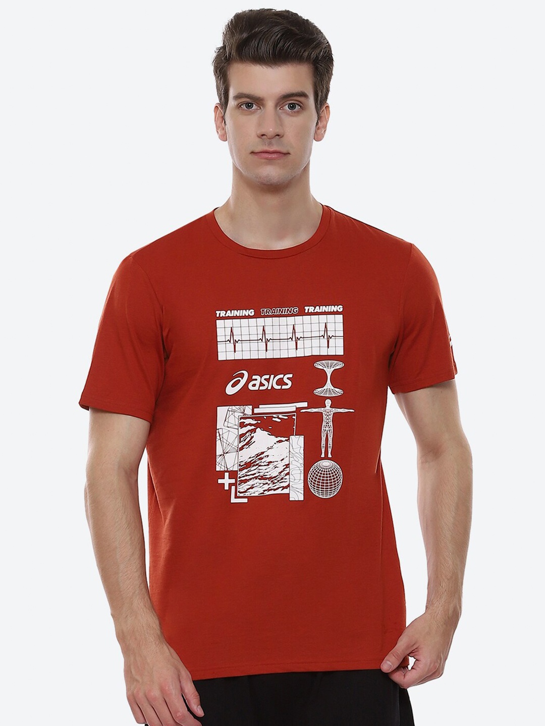 

ASICS Graphic 1 SS Printed Cotton T-Shirt, Red