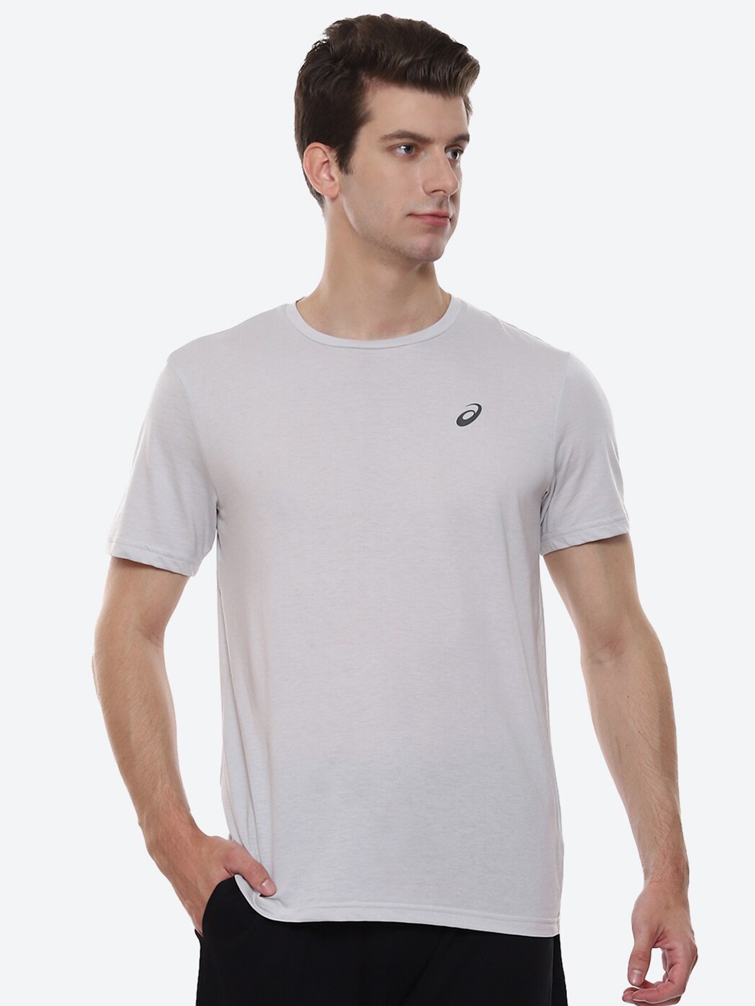 

ASICS Spiral Brand Logo Printed SS Cotton Sports T-Shirt, Grey