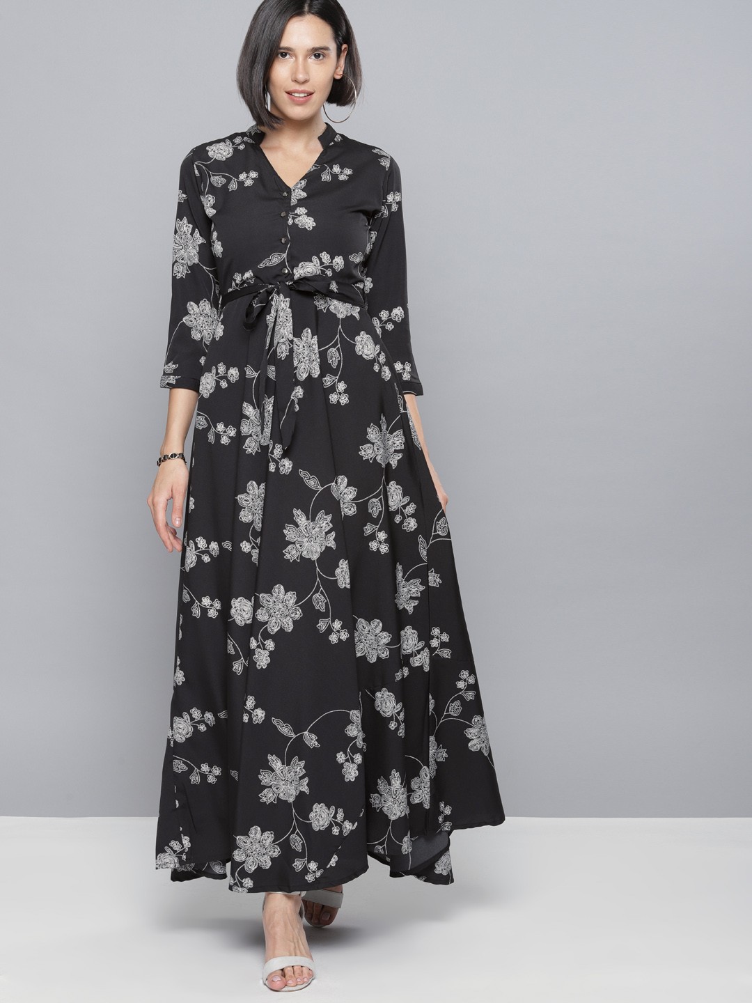 

Tokyo Talkies Women Black Printed Maxi Dress