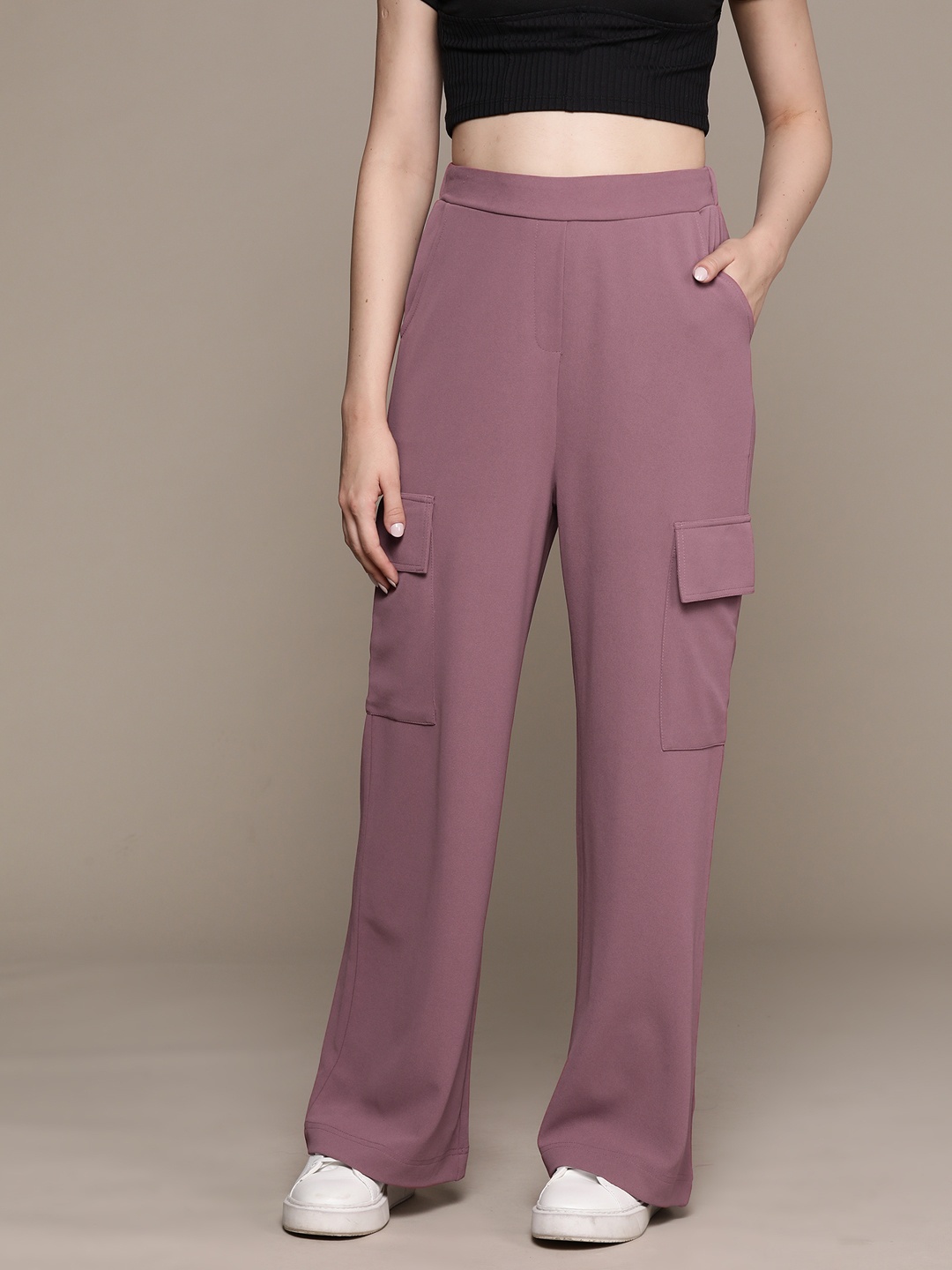 

The Roadster Lifestyle Co. Women Cargos-Style Trousers, Mauve