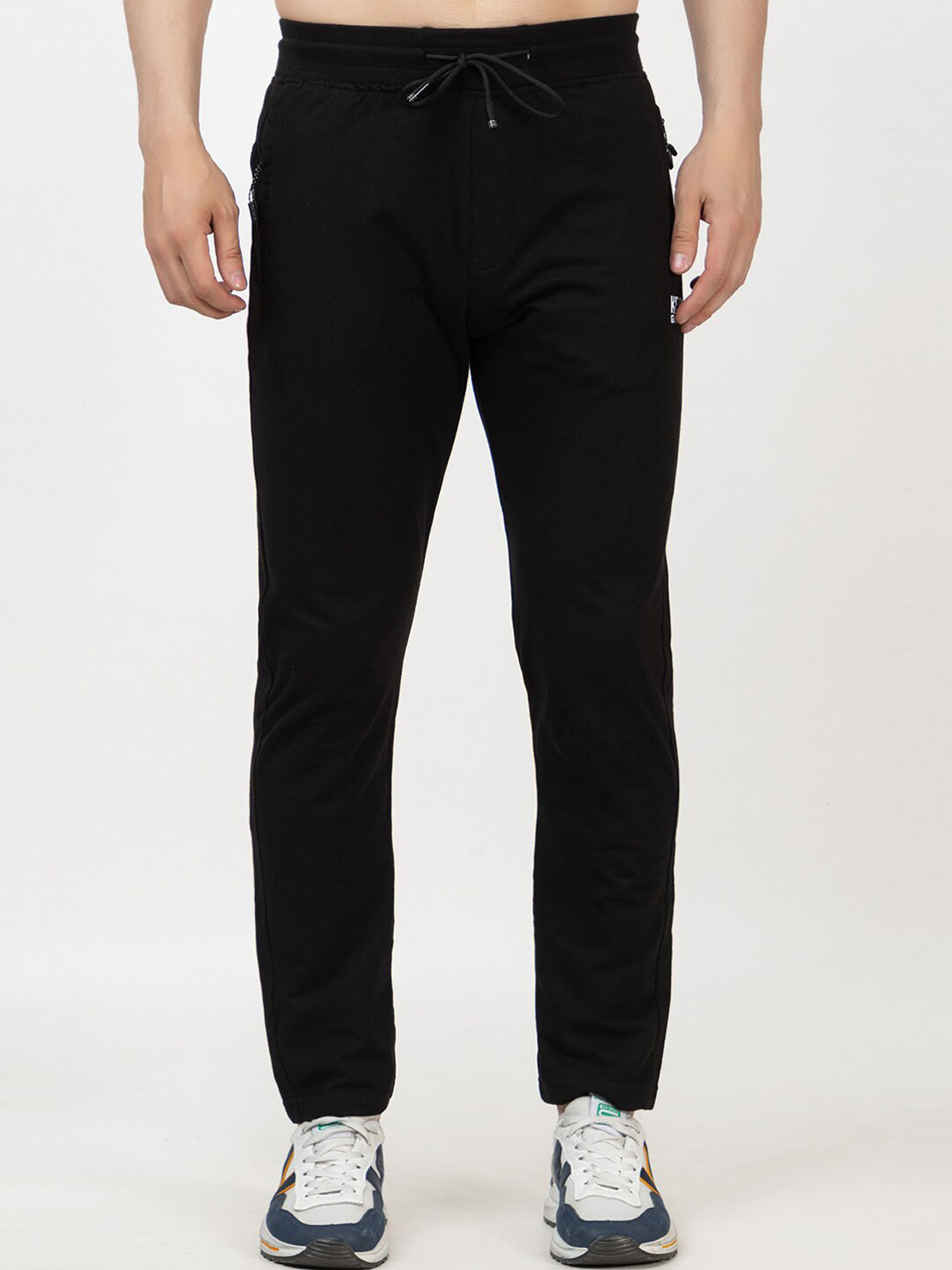 

KEPA Men Mid Rise Cotton Sports Track Pants, Black