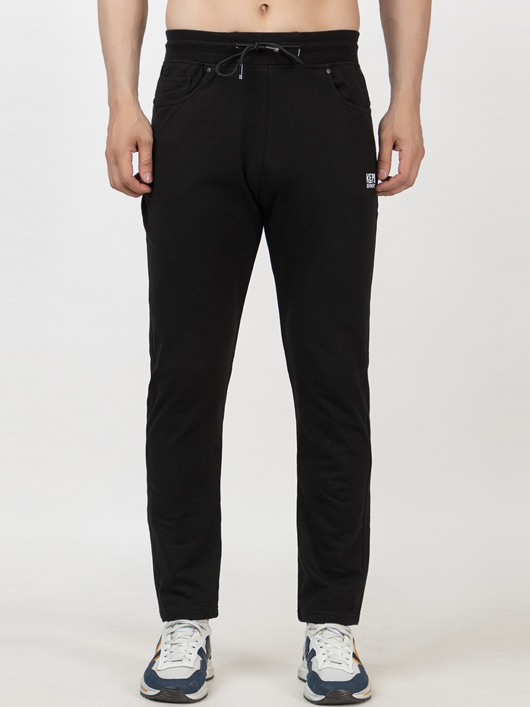 

KEPA Men Mid Rise Cotton Sports Track Pants, Black