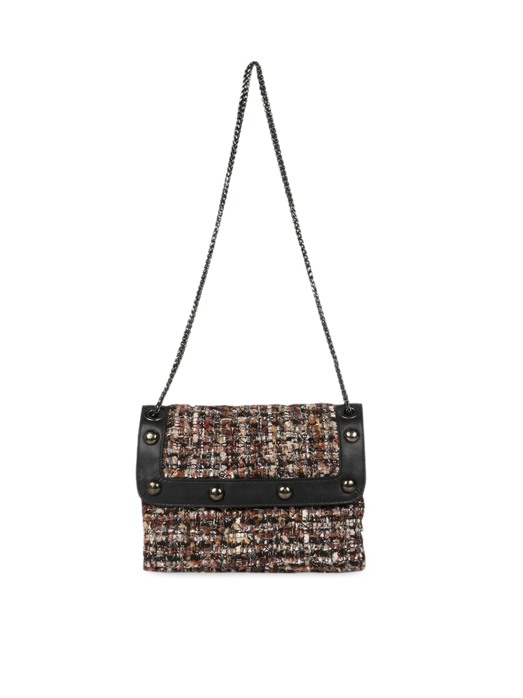 

Saint G Ethnic Motifs Embellished Leather Structured Sling Bag, Black