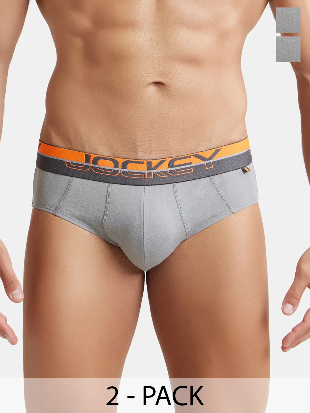 

Jockey Pack Of 2 Super Combed Cotton Solid Brief with Ultrasoft Waistband-FP01, Grey