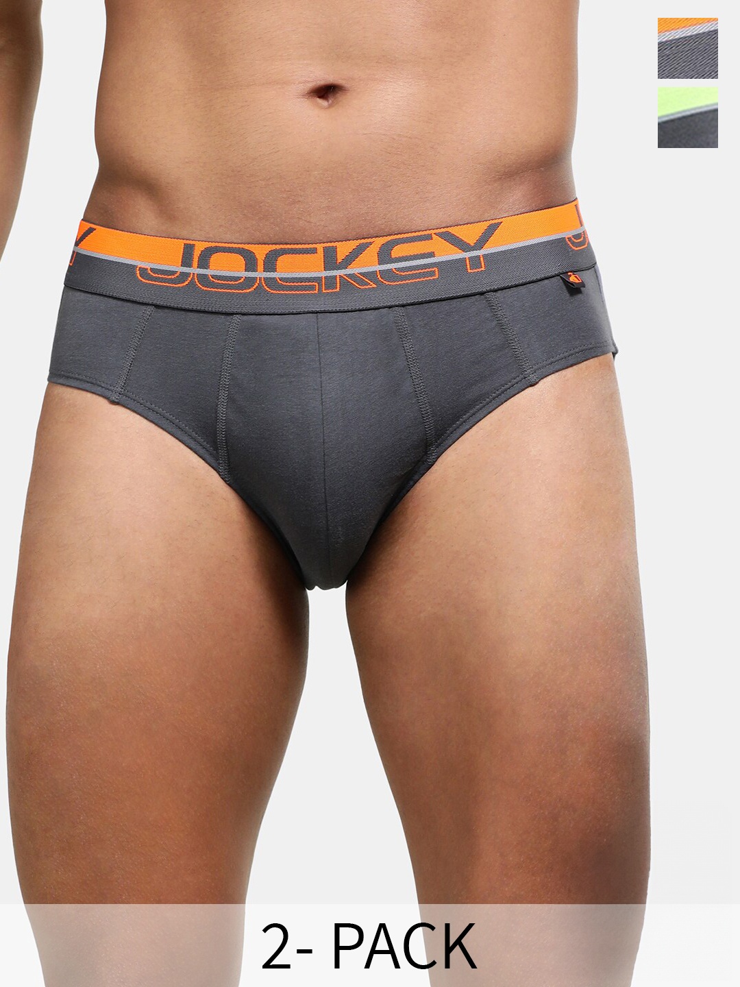 

Jockey Pack Of 2 Super Combed Cotton Solid Brief with Ultrasoft Waistband-FP01, Grey