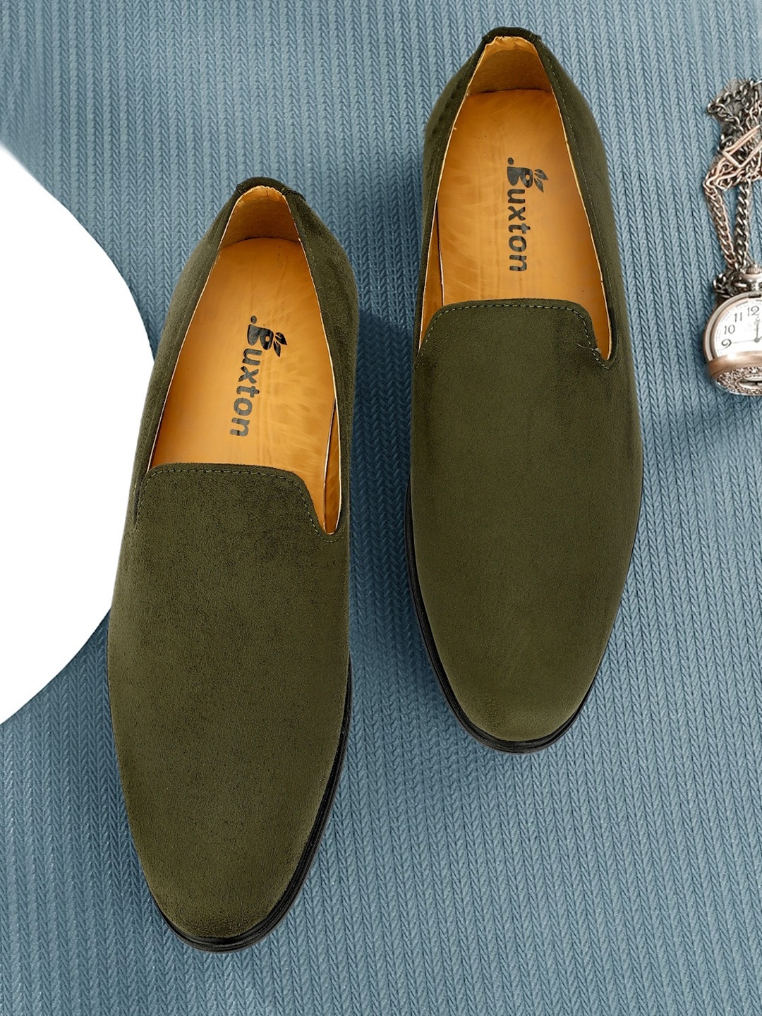 

Buxton Men Round Toe Loafers, Olive