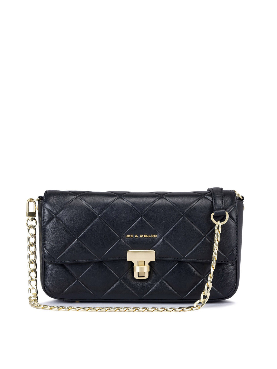 

Joe & Mellon Textured Quilted Leather Structured Sling Bag, Black