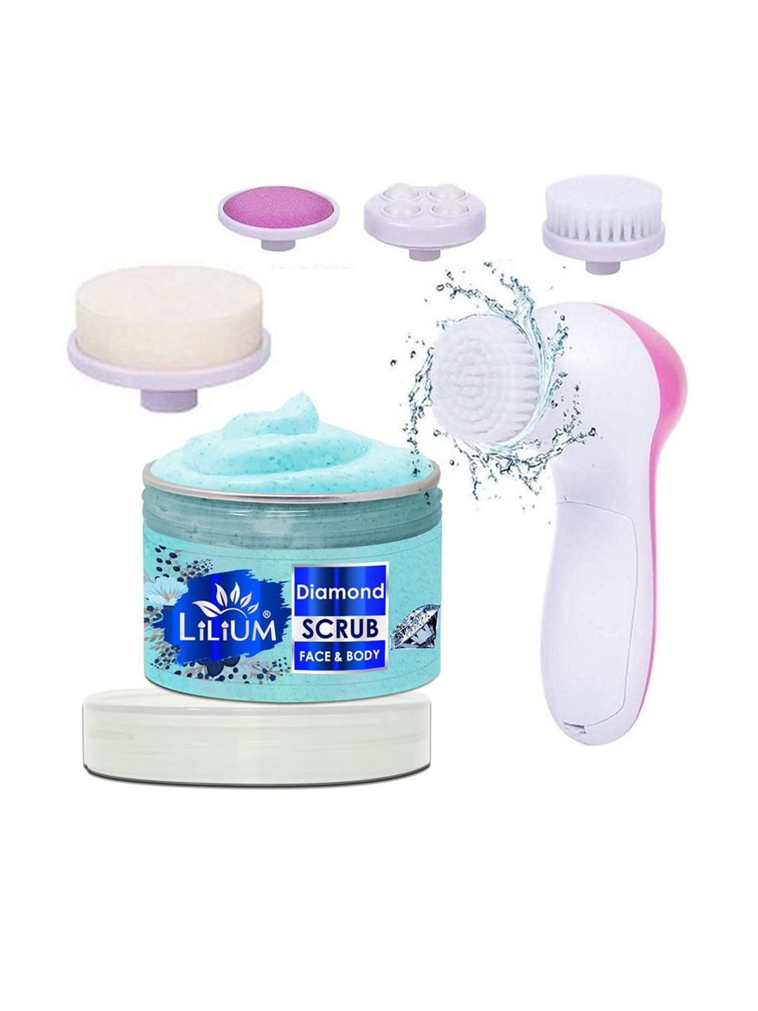 

Lilium Set Of Diamond Face & Body Scrub & Multifunction 5in1 Massager - 250g, Na