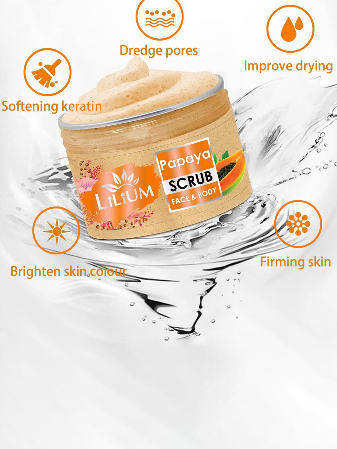 

Lilium Skin Smoothening Face & Body Papaya Scrub With Papaya Extracts & Almond Oil - 250g, Brown