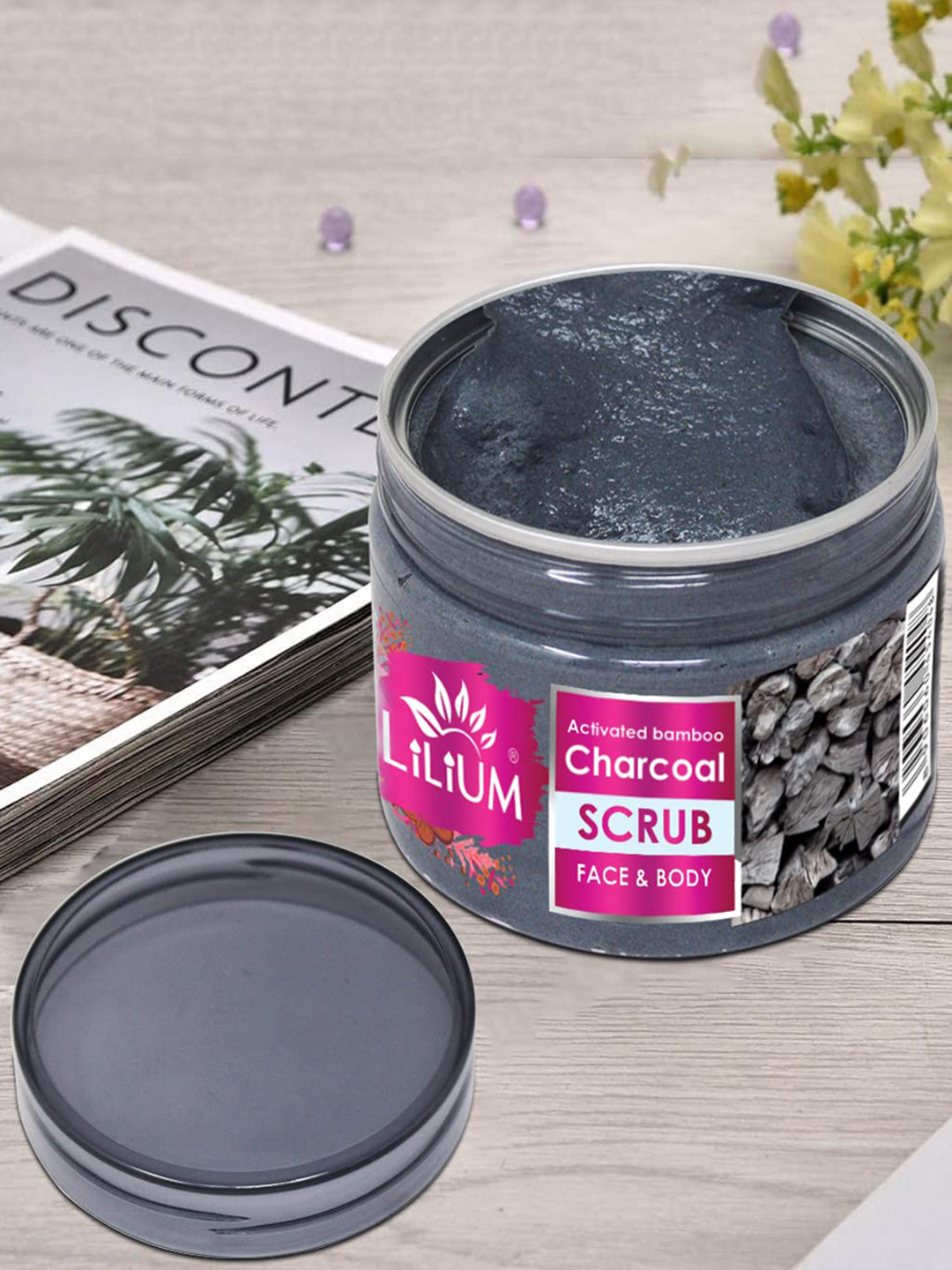 

Lilium Set Of 2 Activated Bamboo Charcoal Face & Body Scrub - 250g, Black