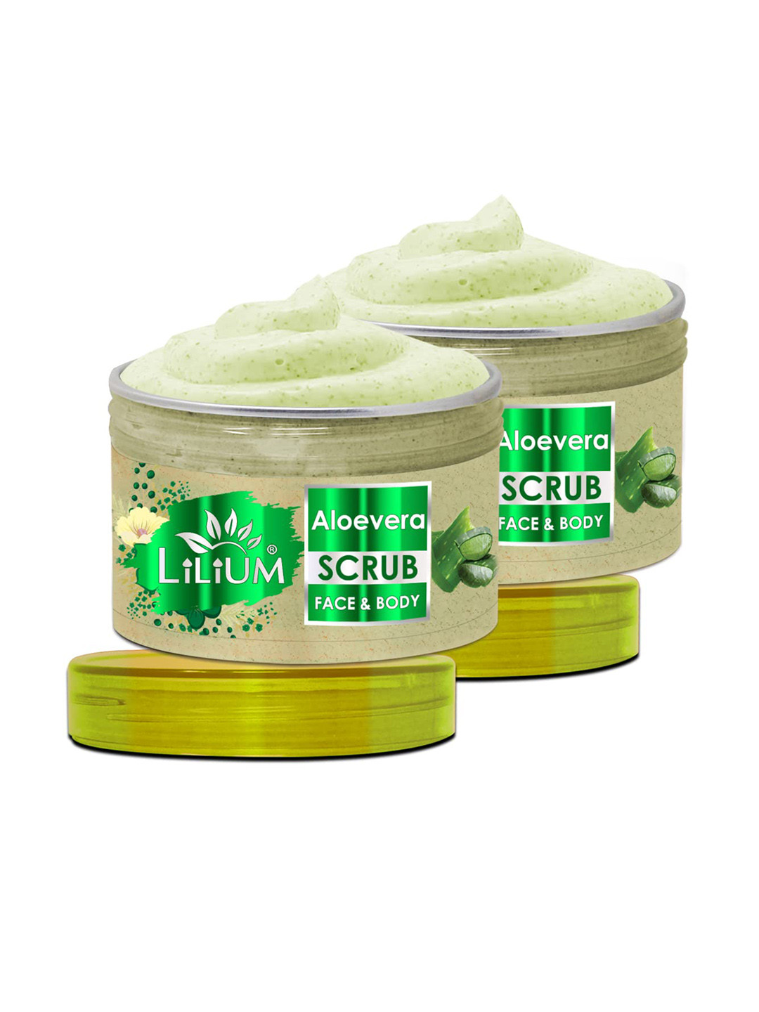 

Lilium Set of 2 Anti-Aging & Anti-Bacterial Aloe Vera Face & Body Scrub - 250 Each, Green