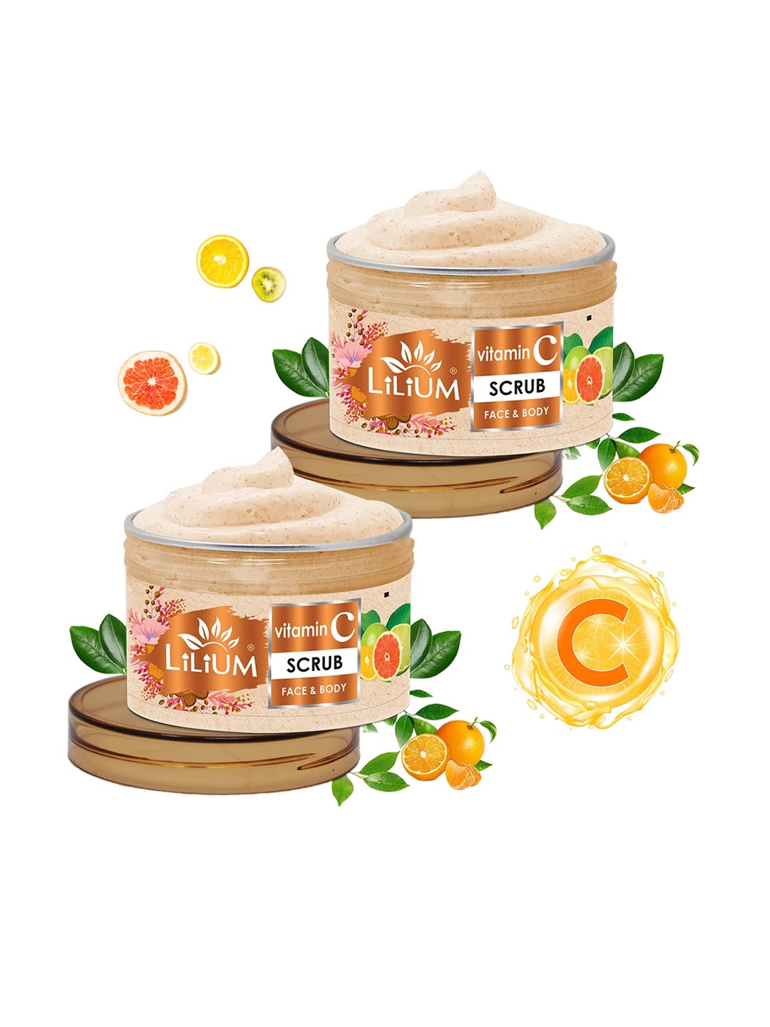 

Lilium Set of 2 Vitamin C Face & Body Scrub - 250g Each, Khaki