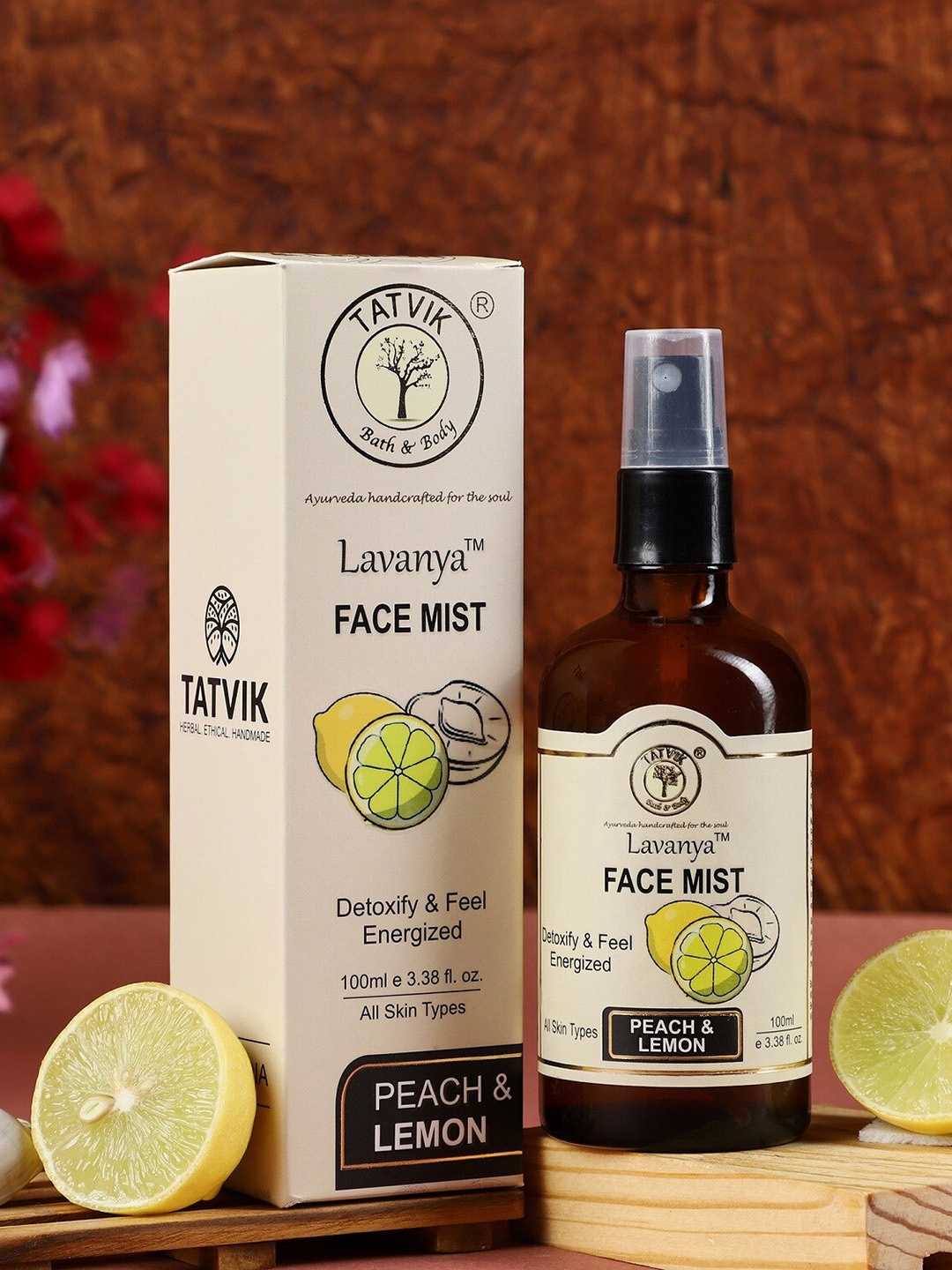

TATVIK Lavanya Detoxify & Feel Energized Face Mist with Peach & Lemon - 100 ml, Brown