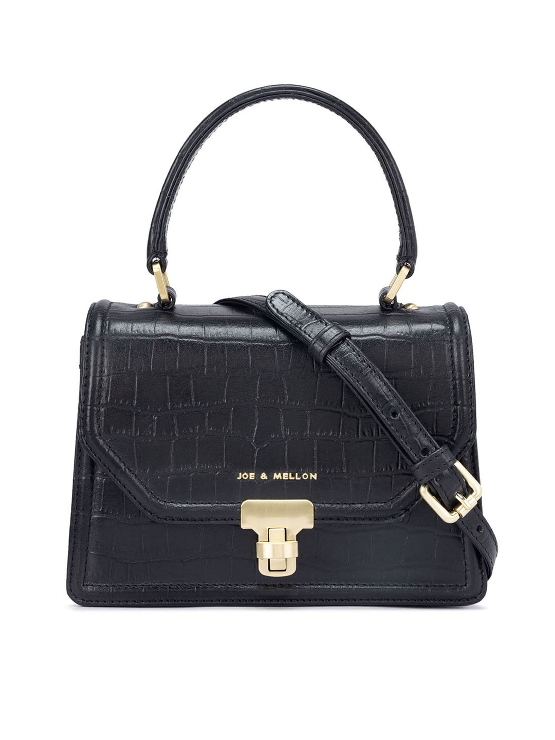 

Joe & Mellon Textured Structured Leather Satchel, Black