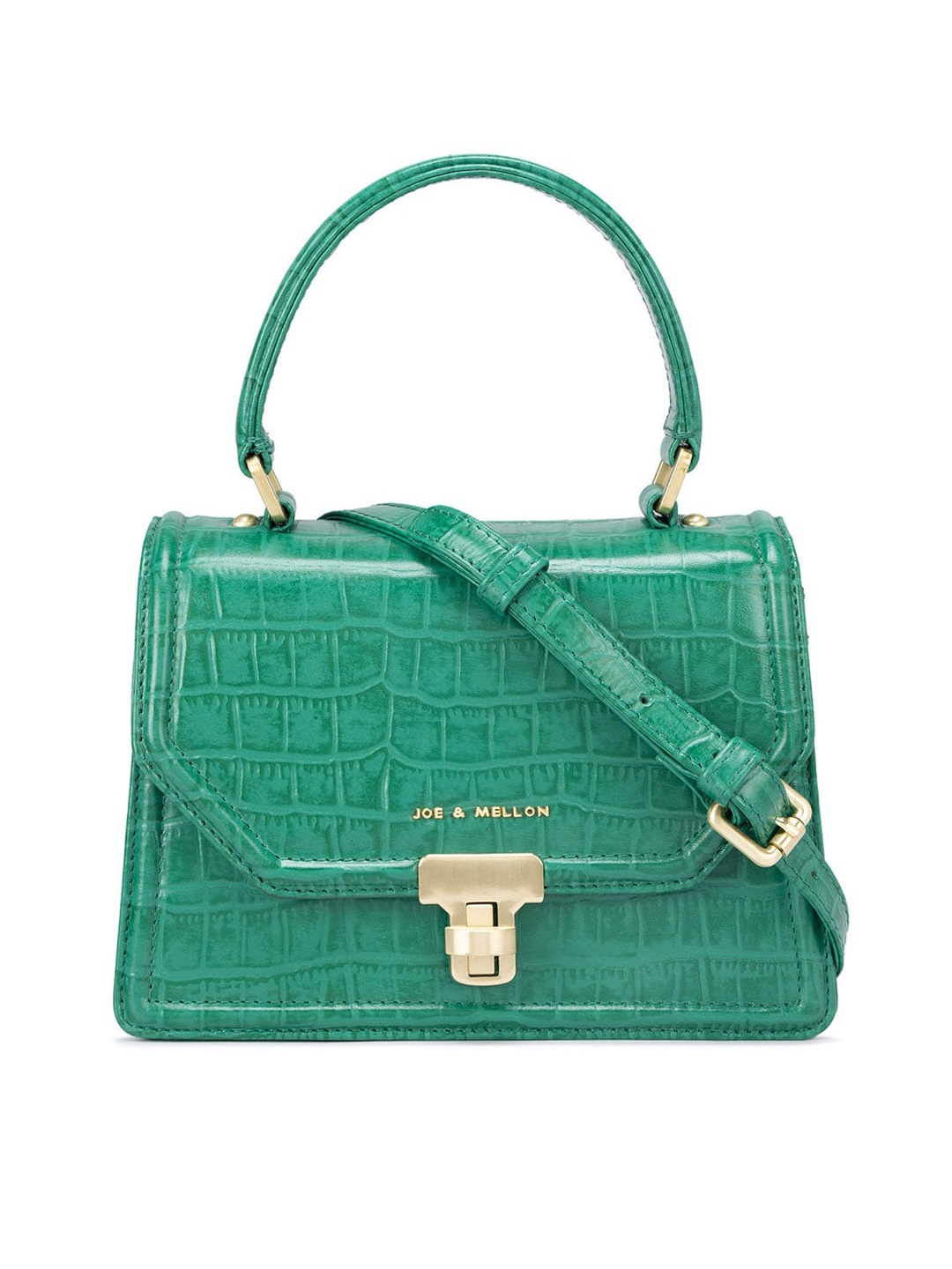 

Joe & Mellon Textured Leather Structured Satchel With Buckle Detail, Green