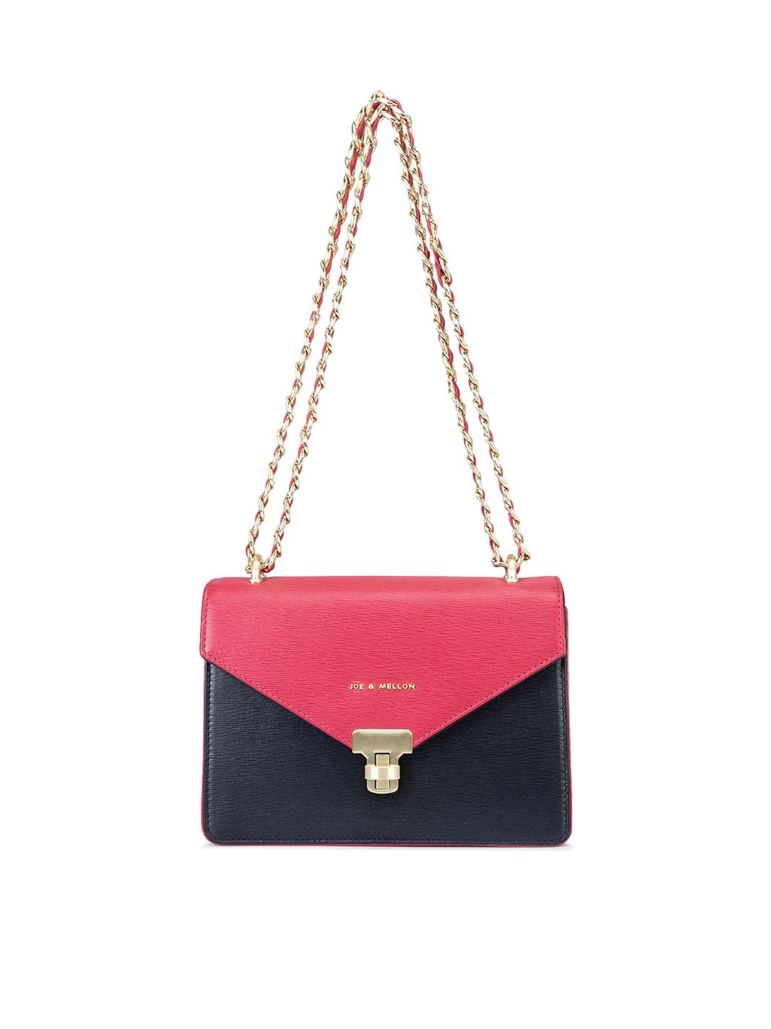 

Joe & Mellon Colourblocked Leather Structured Sling Bag, Pink