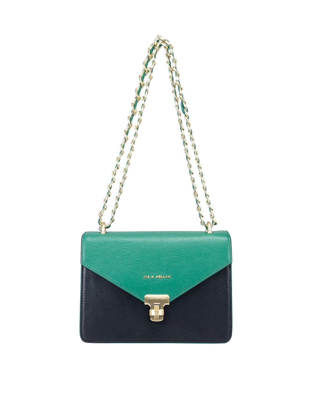 

Joe & Mellon Colourblocked Leather Structured Shoulder Bag, Green