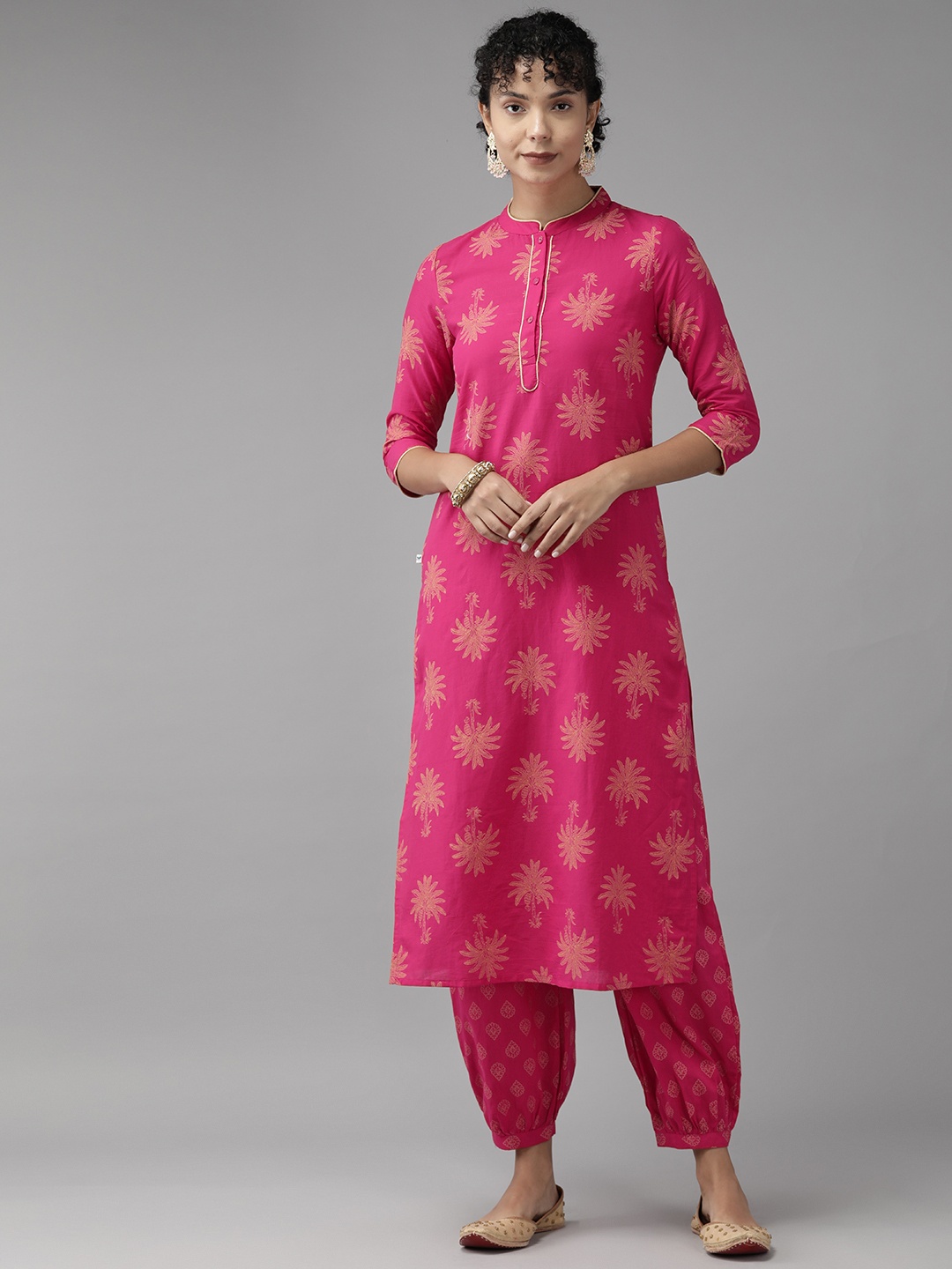 

Amirah s Women Floral Printed Regular Pure Cotton Kurta with Salwar, Pink