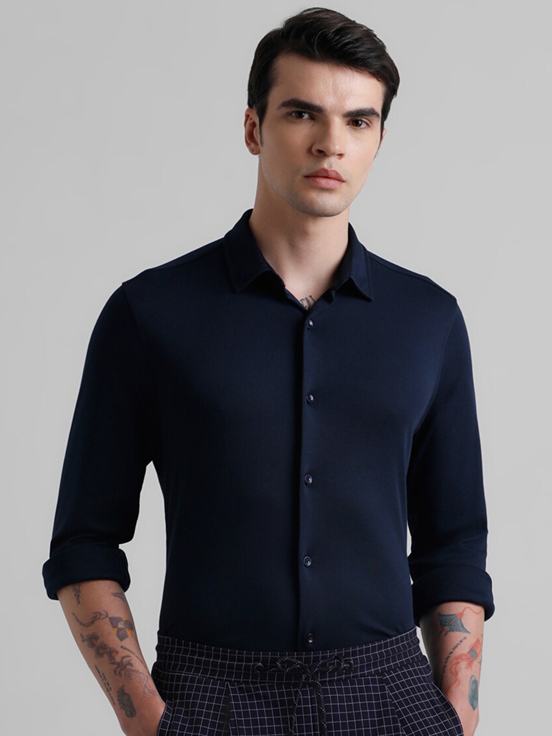 

Jack & Jones Opaque Slim Fit Pure Cotton Casual Shirt, Navy blue