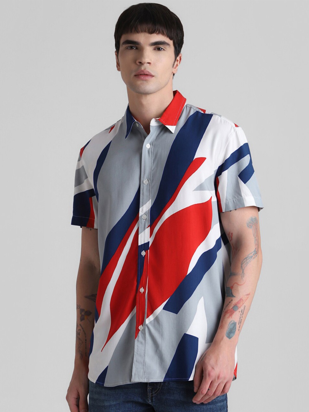 

Jack & Jones Abstract Printed Casual Shirt, Grey