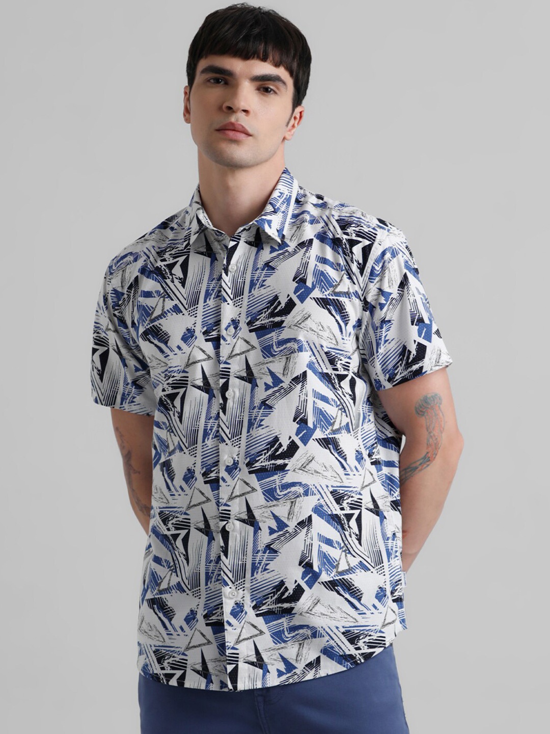 

Jack & Jones Abstract Printed Pure Cotton Casual Shirt, White