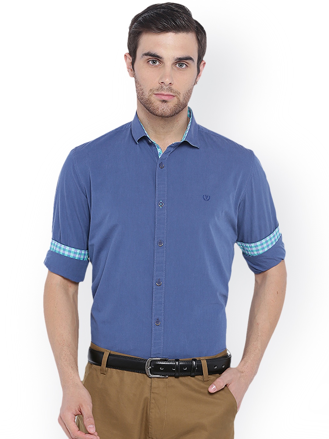 

Van Heusen Sport Men Blue & Blue Slim Fit Self Design Casual Shirt