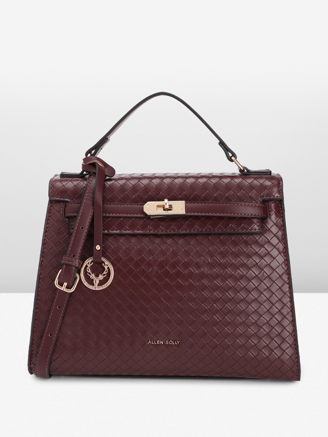 

Allen Solly Animal Textured Structured Satchel, Burgundy
