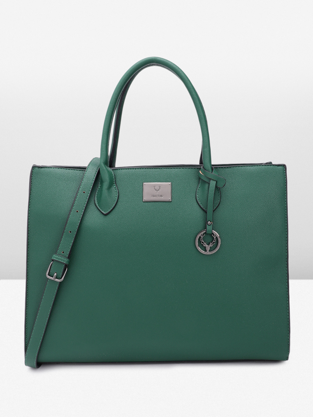 

Allen Solly Abstract Textured Structured Laptop Handheld Bag, Green