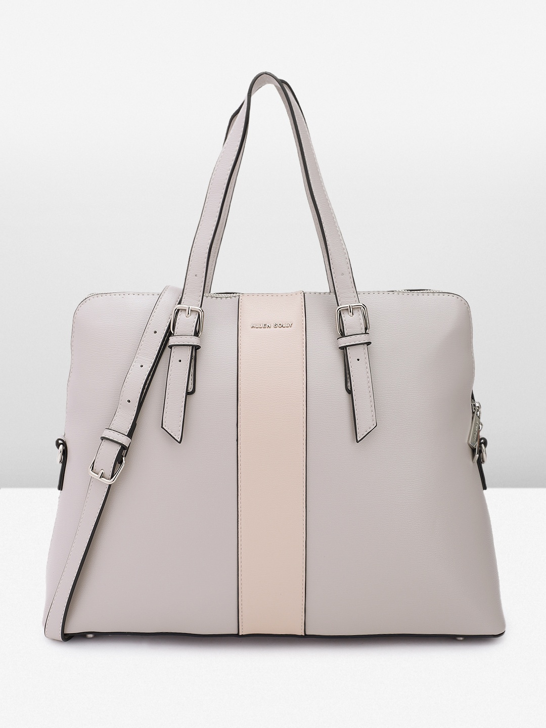 

Allen Solly Striped Oversized Shoulder Bag with Laptop Sleeve, Grey