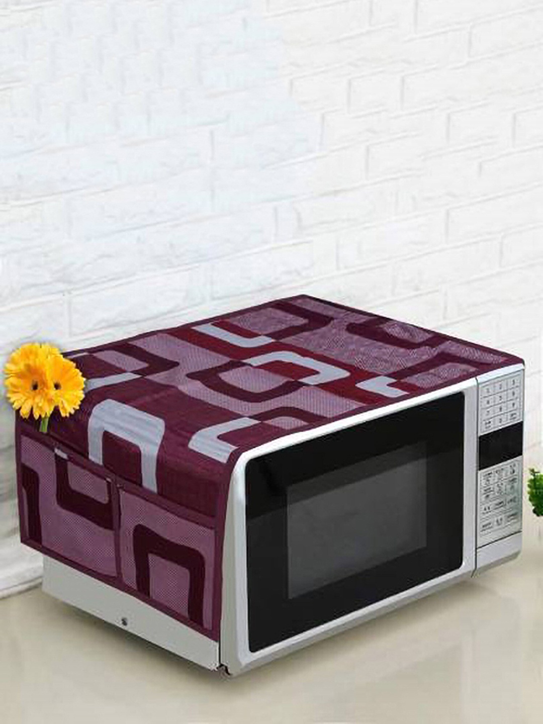 

Dakshya Industries Maroon & White Printed Microwave Oven Cover