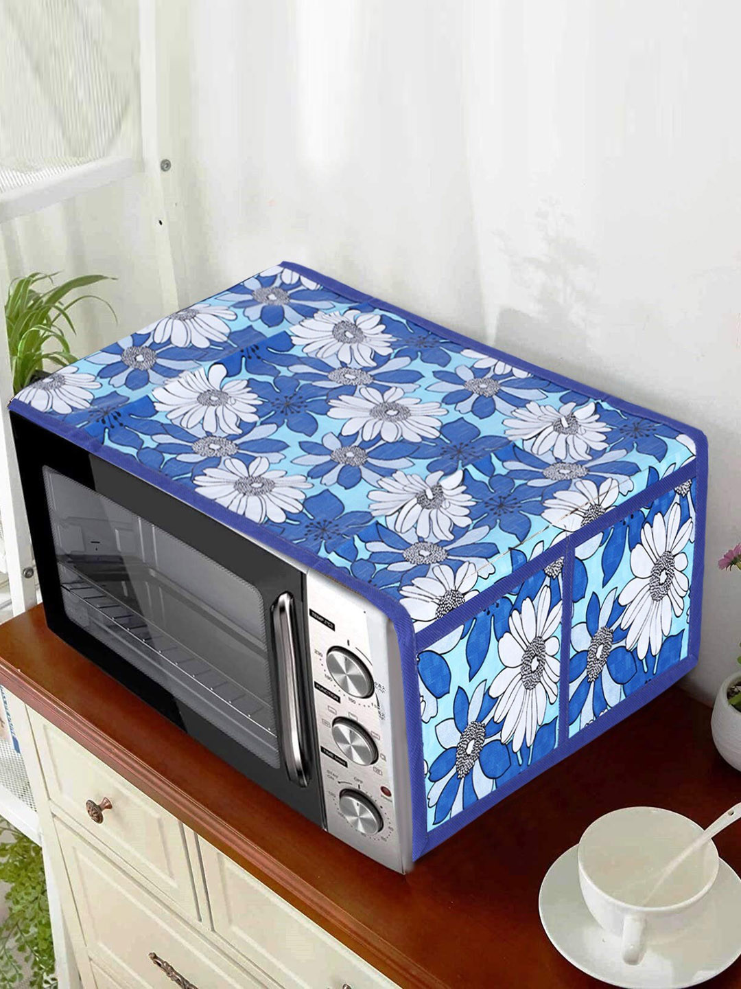 

Dakshya Industries Blue Floral Printed Microwave Oven Cover