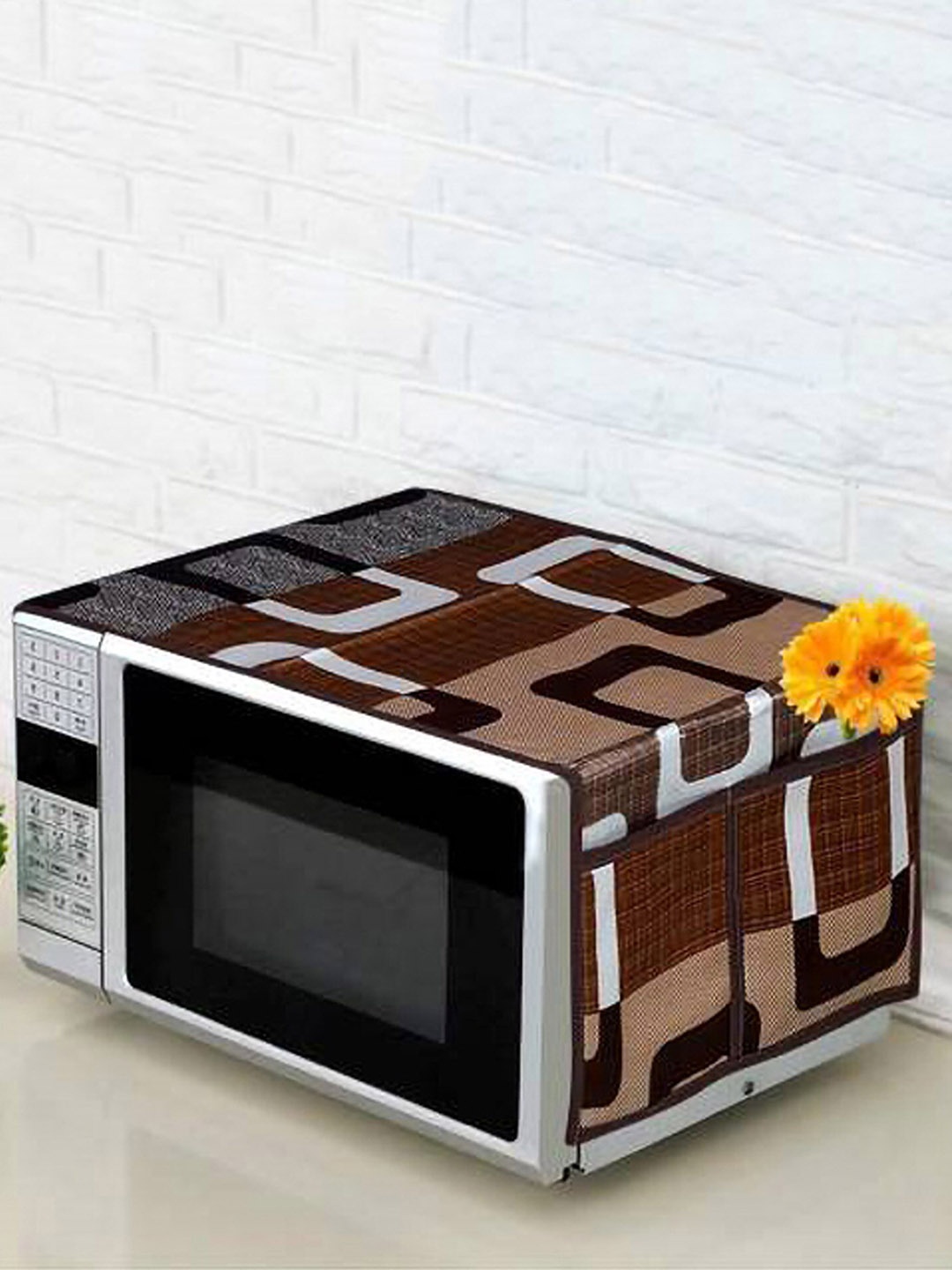 

Dakshya Industries Brown & White Printed Microwave Oven cover