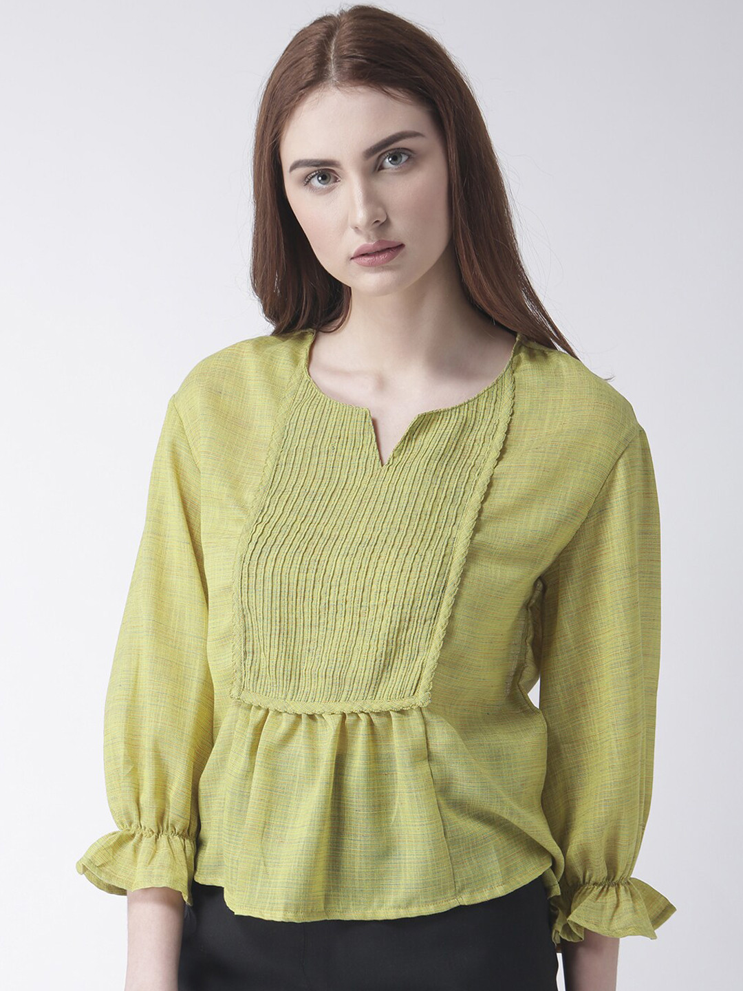

Fusion Beats Puff Sleeve Regular Top, Green
