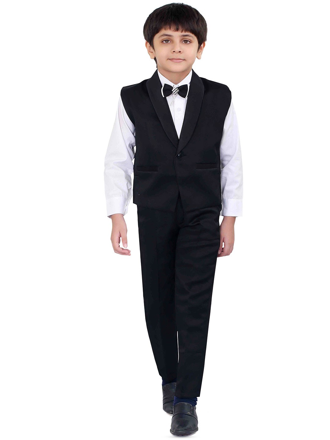 

BAESD Boys Single-Breasted 3 Piece Suit, Black