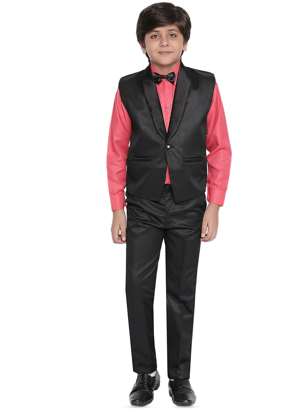 

BAESD Boys Set Of 4 Waistcoat With Shirt & Trousers Suits, Black