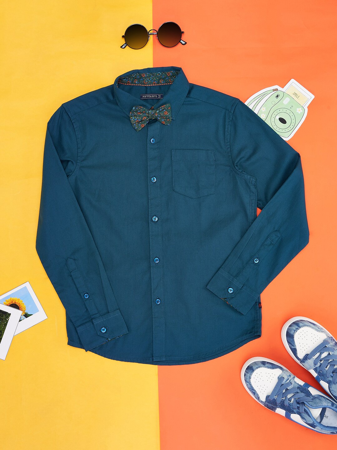 

Pantaloons Junior Boys Spread Collar Long Sleeves Cotton Casual Shirt, Teal