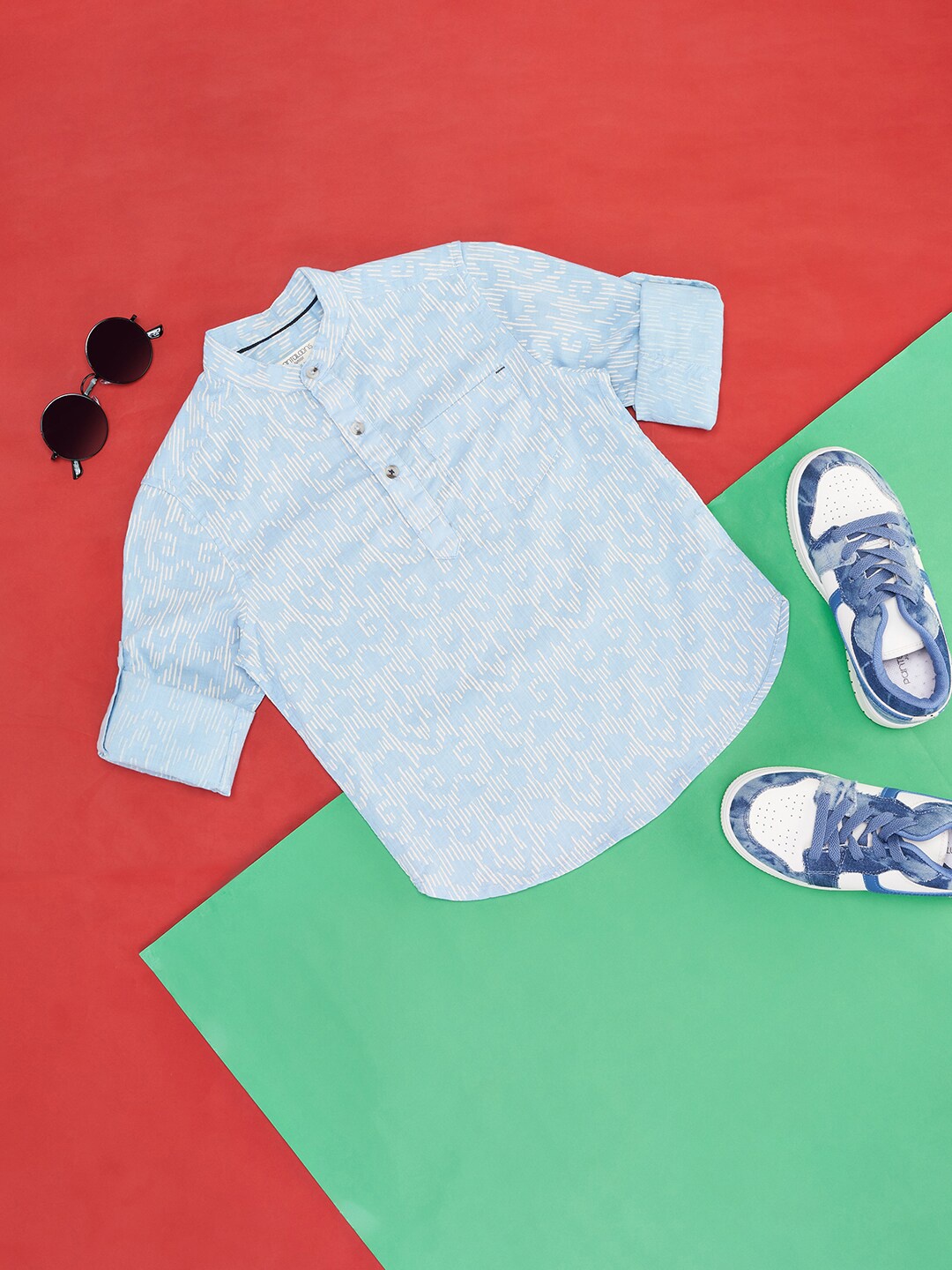 

Pantaloons Junior Boys Abstract Printed Cotton Casual Shirt, Blue