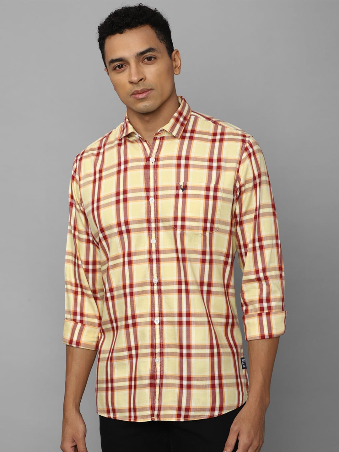 

Allen Solly Tartan Checked Pure Cotton Casual Shirt, Yellow