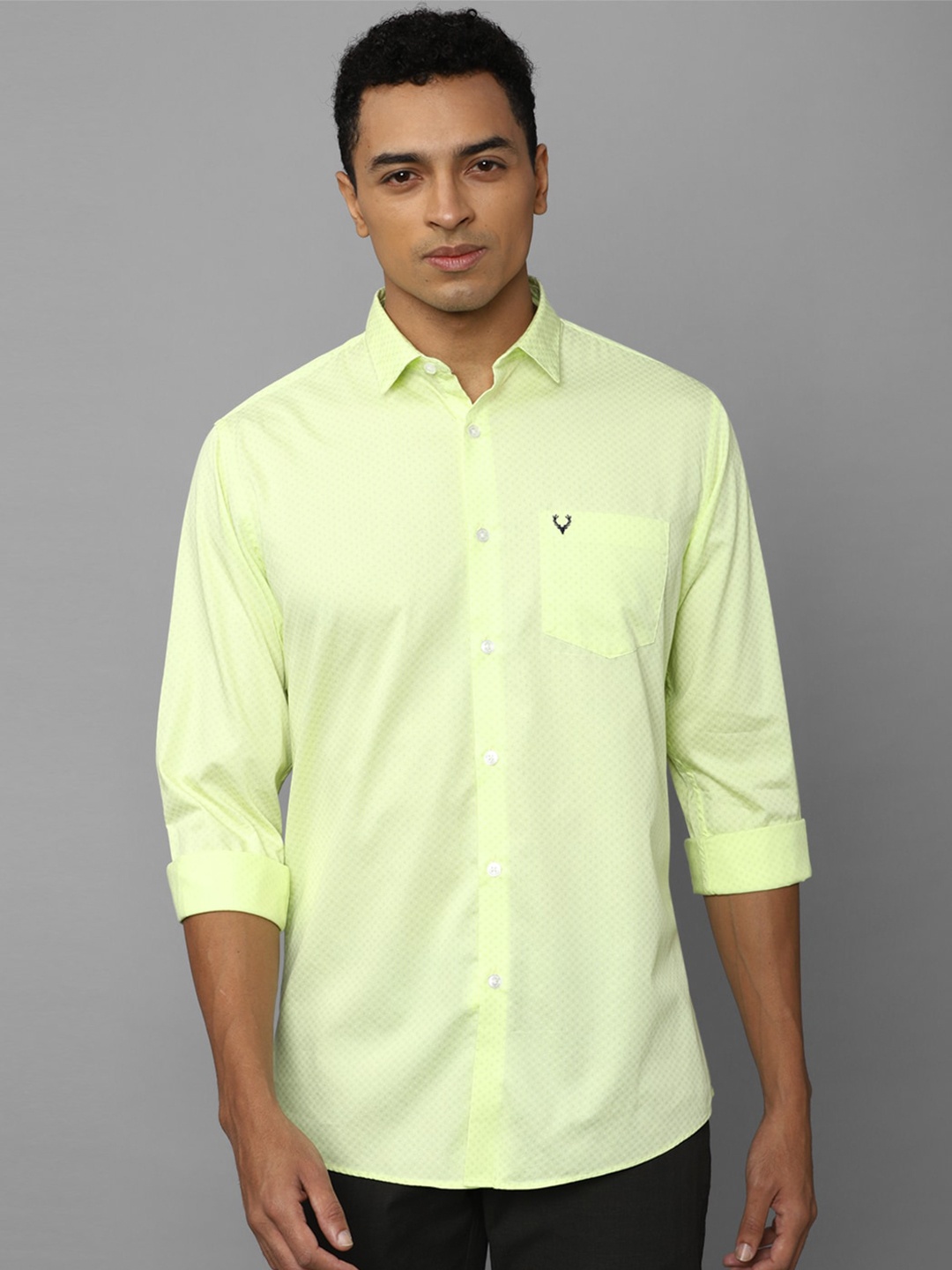 

Allen Solly Slim Fit Micro Ditsy Printed Pure Cotton Casual Shirt, Green