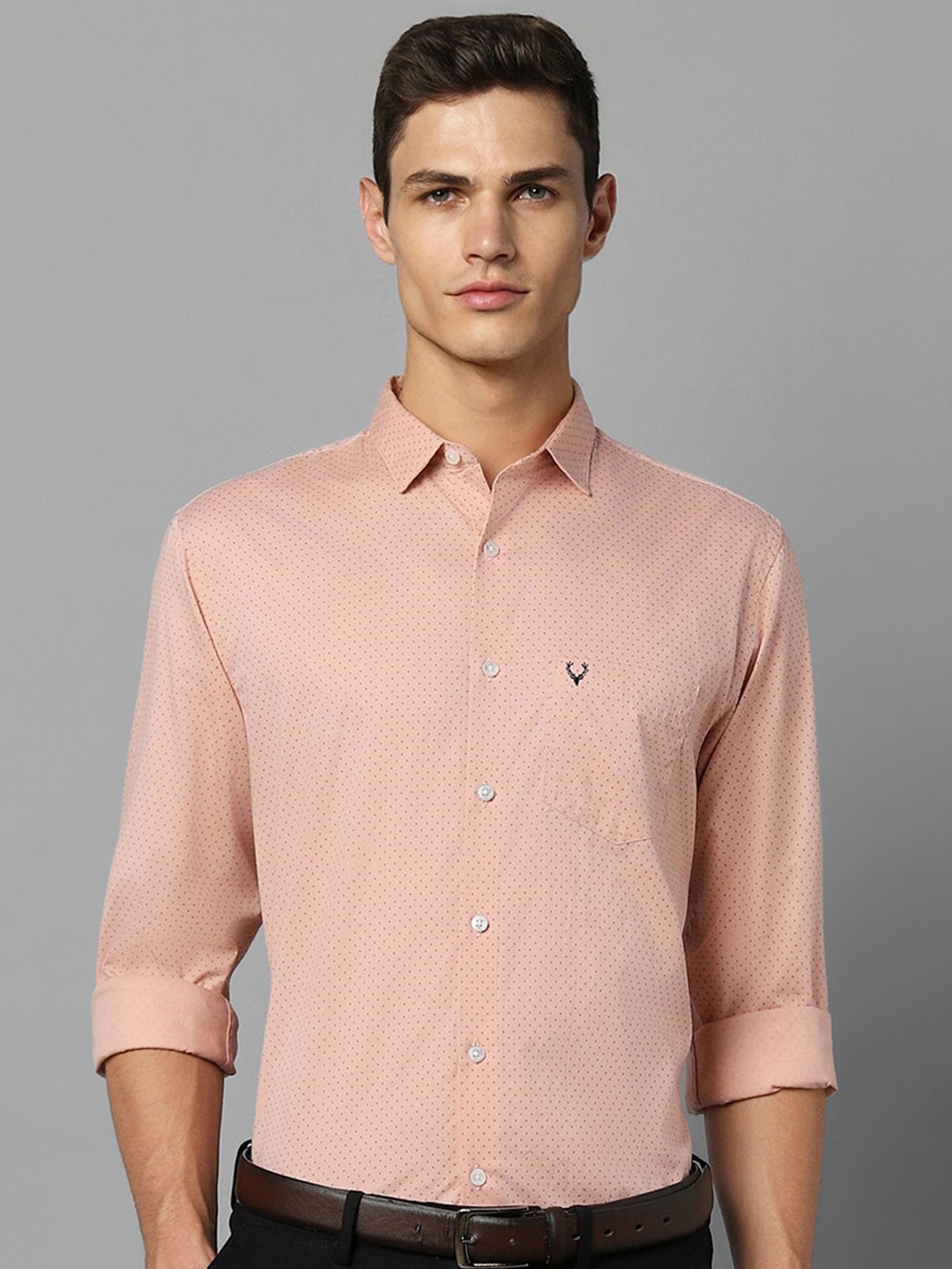 

Allen Solly Slim Fit Micro Ditsy Printed Pure Cotton Casual Shirt, Pink