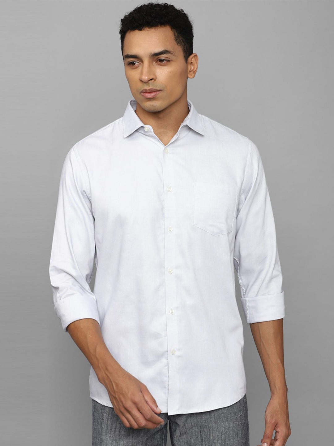 

Allen Solly Slim Fit Textured Pure Cotton Casual Shirt, White