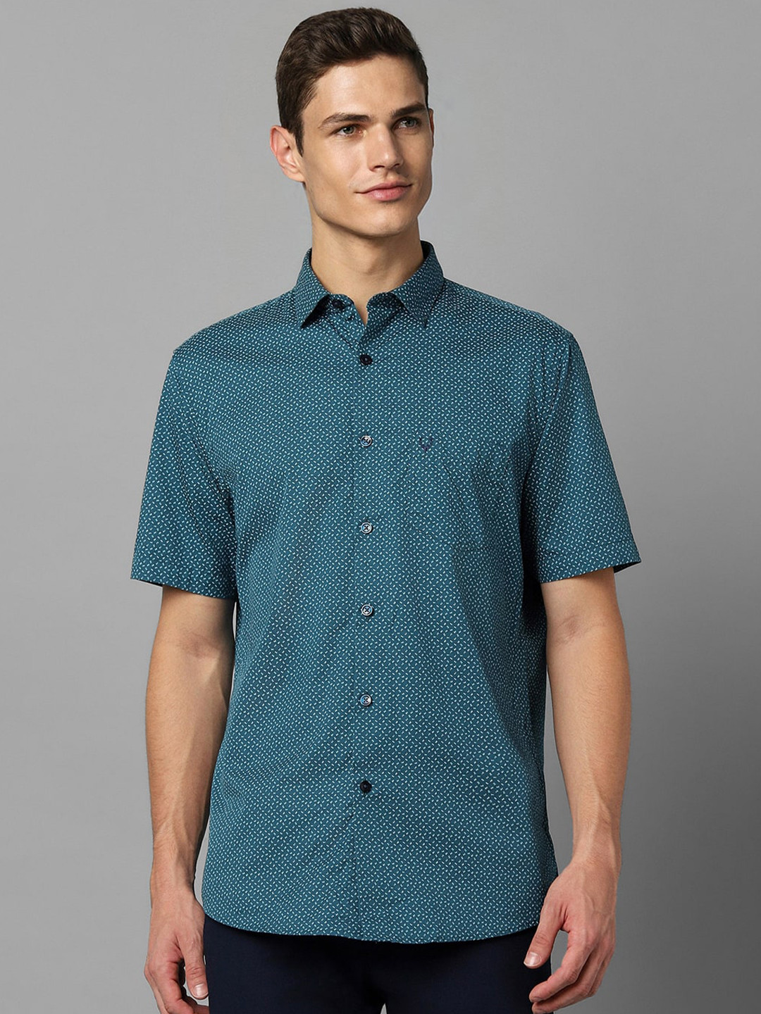 

Allen Solly Spread Collar Micro Ditsy Printed Slim Fit Cotton Casual Shirt, Blue