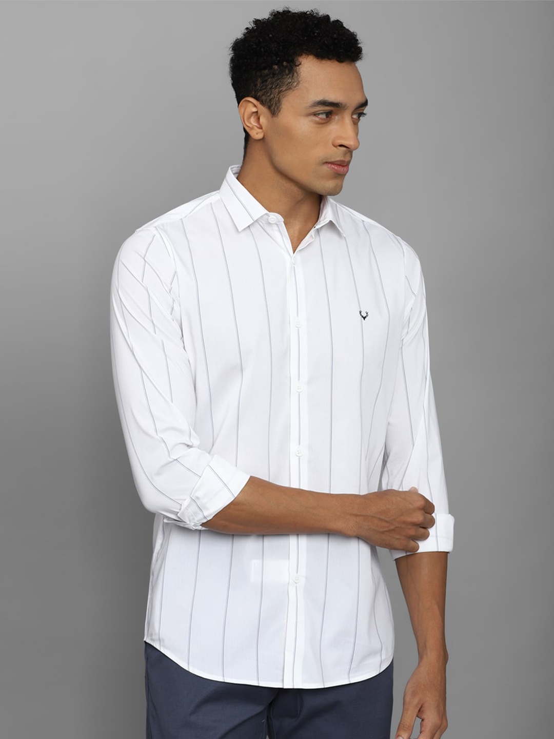 

Allen Solly Striped Slim Fit Cotton Casual Shirt, White