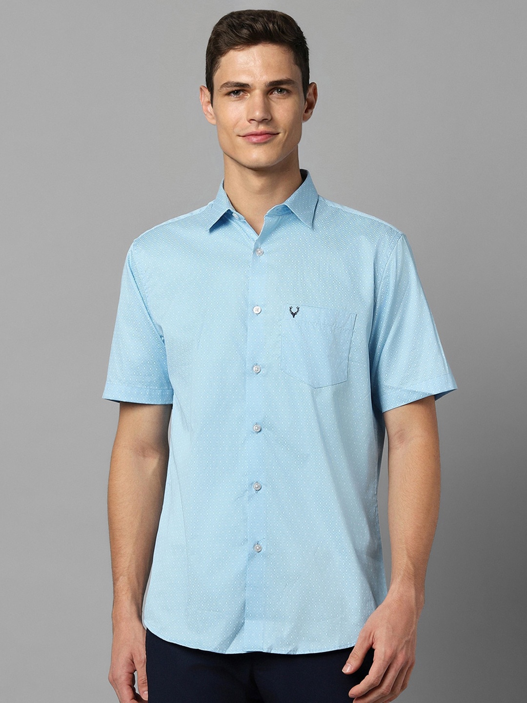

Allen Solly Slim Fit Geometric Printed Pure Cotton Casual Shirt, Blue
