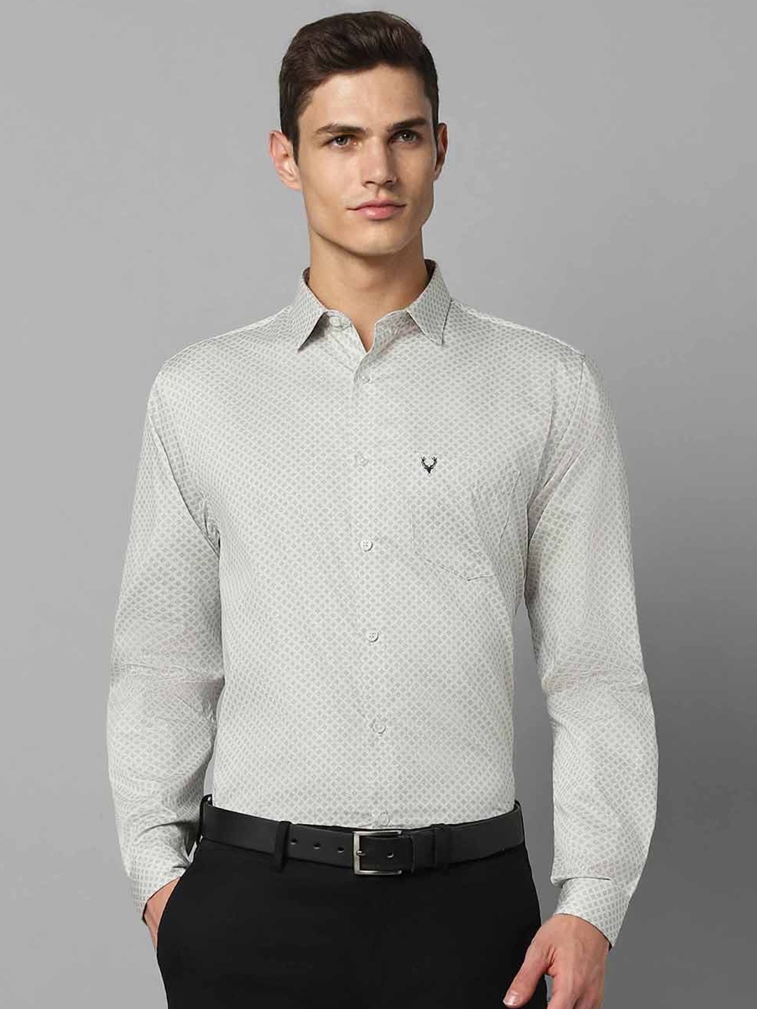 

Allen Solly Micro Ditsy Printed Slim Fit Pure Cotton Formal Shirt, Grey