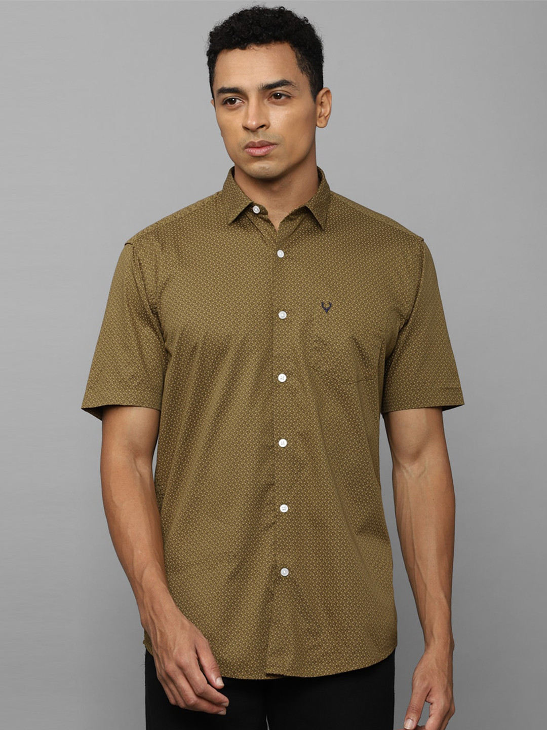 

Allen Solly Slim Fit Micro Ditsy Printed Pure Cotton Casual Shirt, Brown